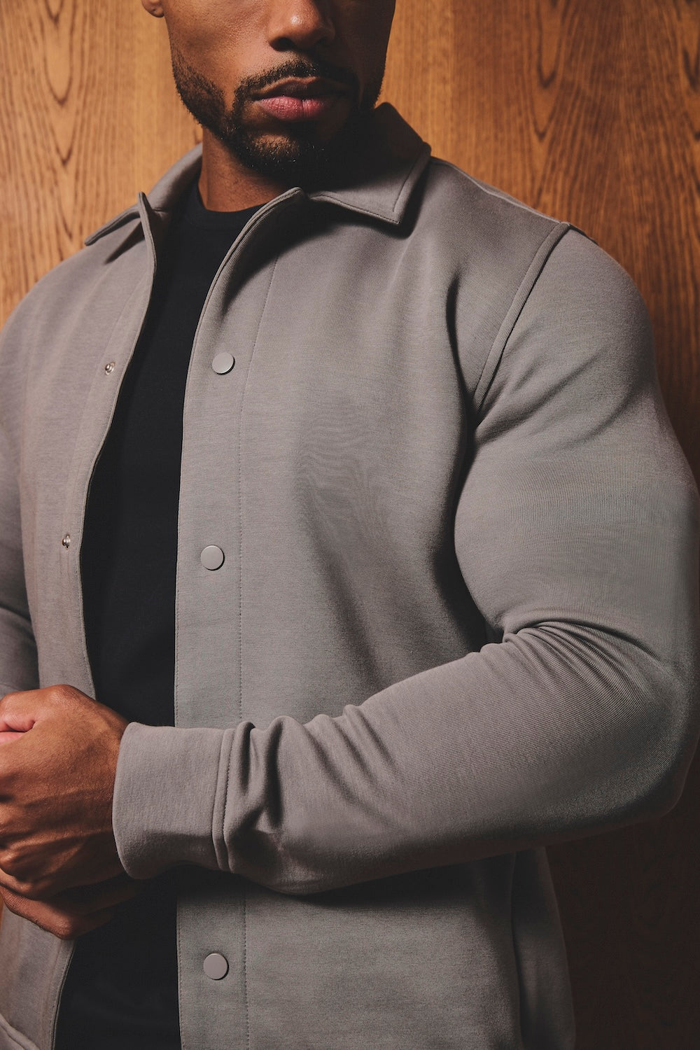 Luxe Sweat Shacket in Mushroom