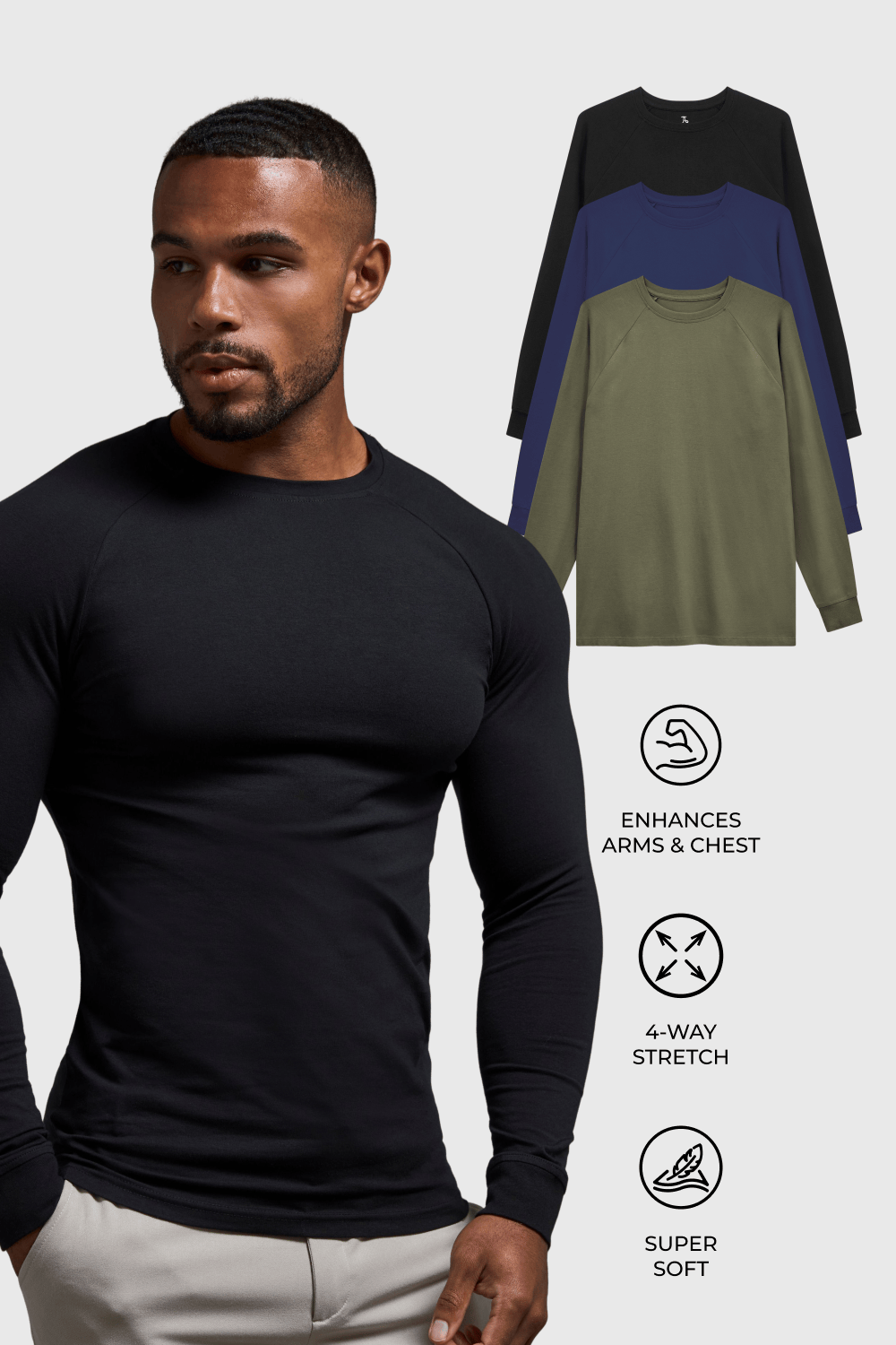 Muscle Fit Long Sleeve Veteran 3-Pack