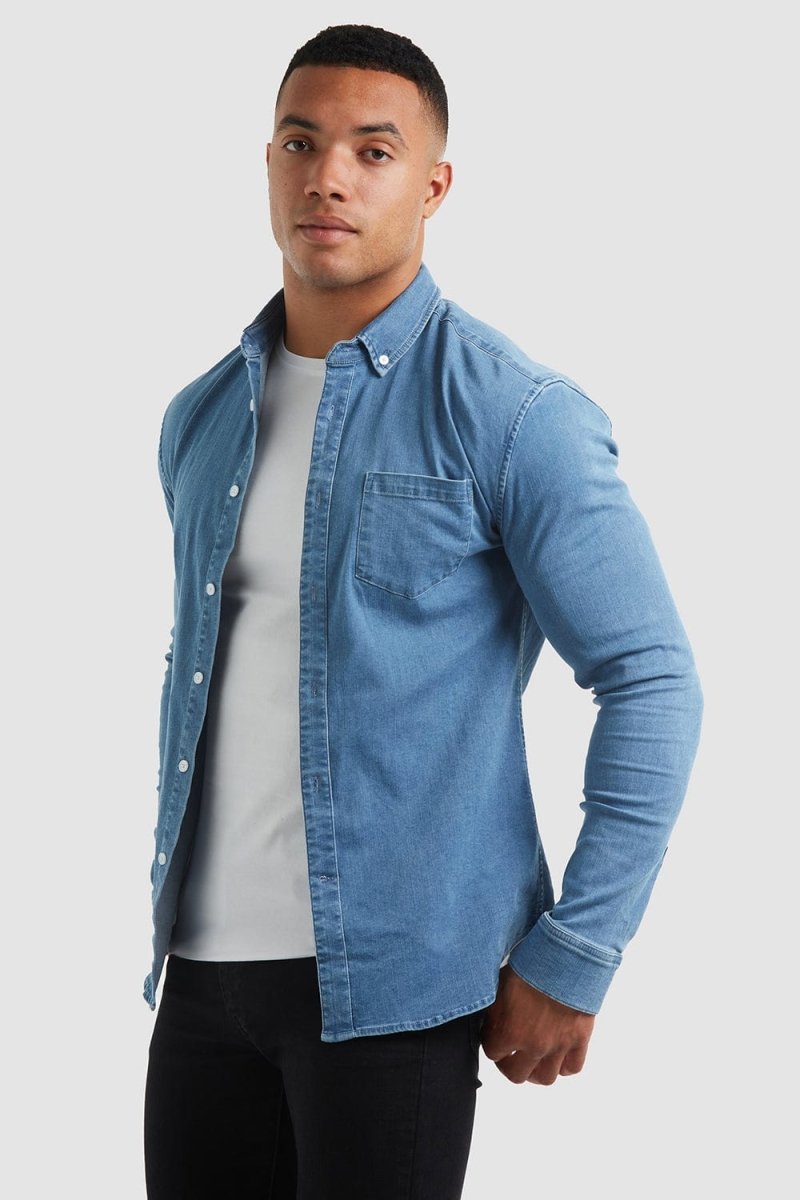 Denim Overshirt in Light Blue - TAILORED ATHLETE - ROW