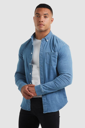 Denim Overshirt in Light Blue - TAILORED ATHLETE - ROW