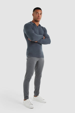 Buttonless Open Collar Polo in Petrol - TAILORED ATHLETE - ROW