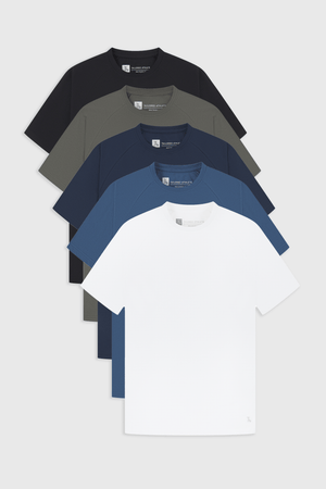 5 Pack Essential Training Top in Black/ Charcoal/ White/ Navy/ Slate Blue - TAILORED ATHLETE - ROW