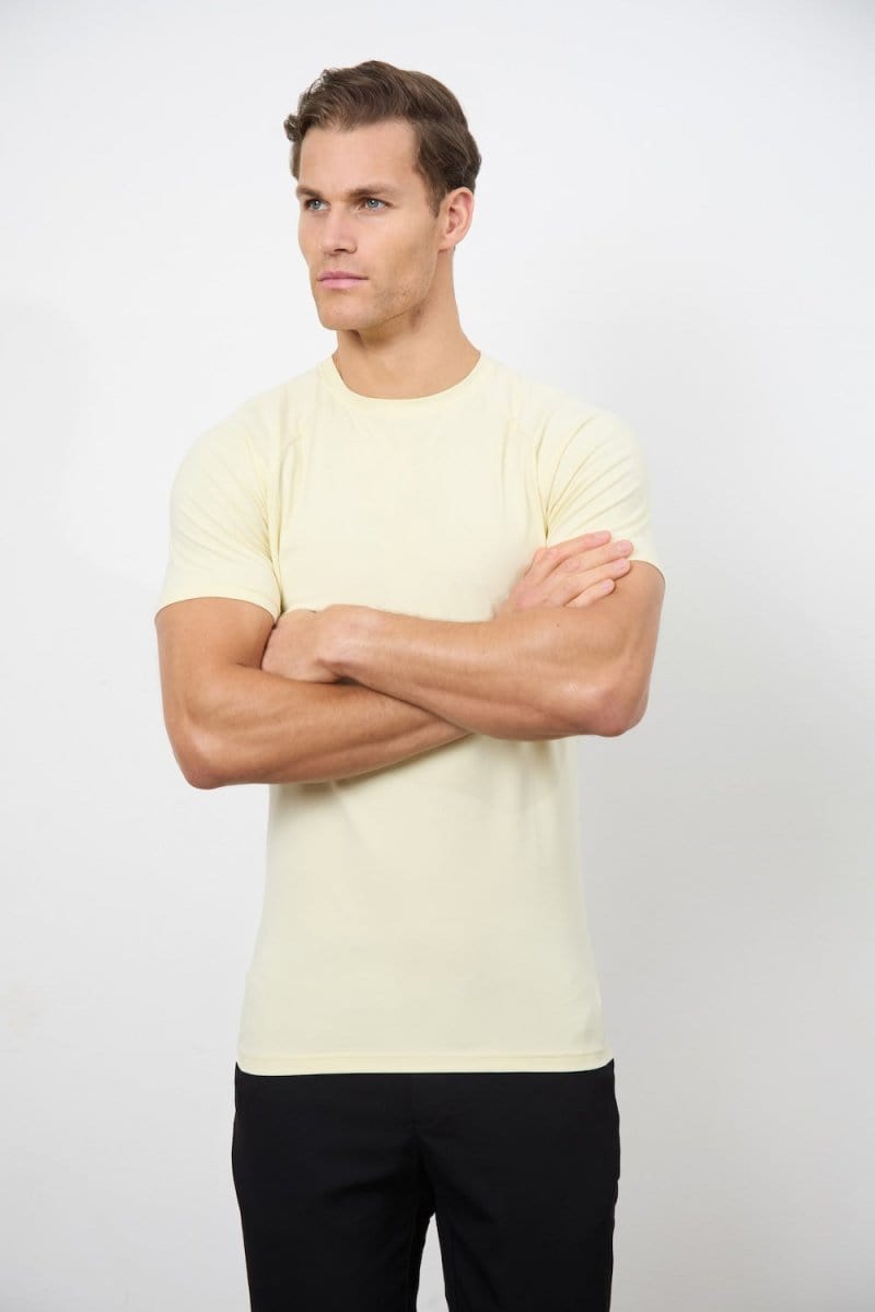 7 Pack Muscle Fit Crew Neck T-Shirt in Black/ Grey/ White/ Sage/ Mint/ Lemon/ Blue - TAILORED ATHLETE - ROW