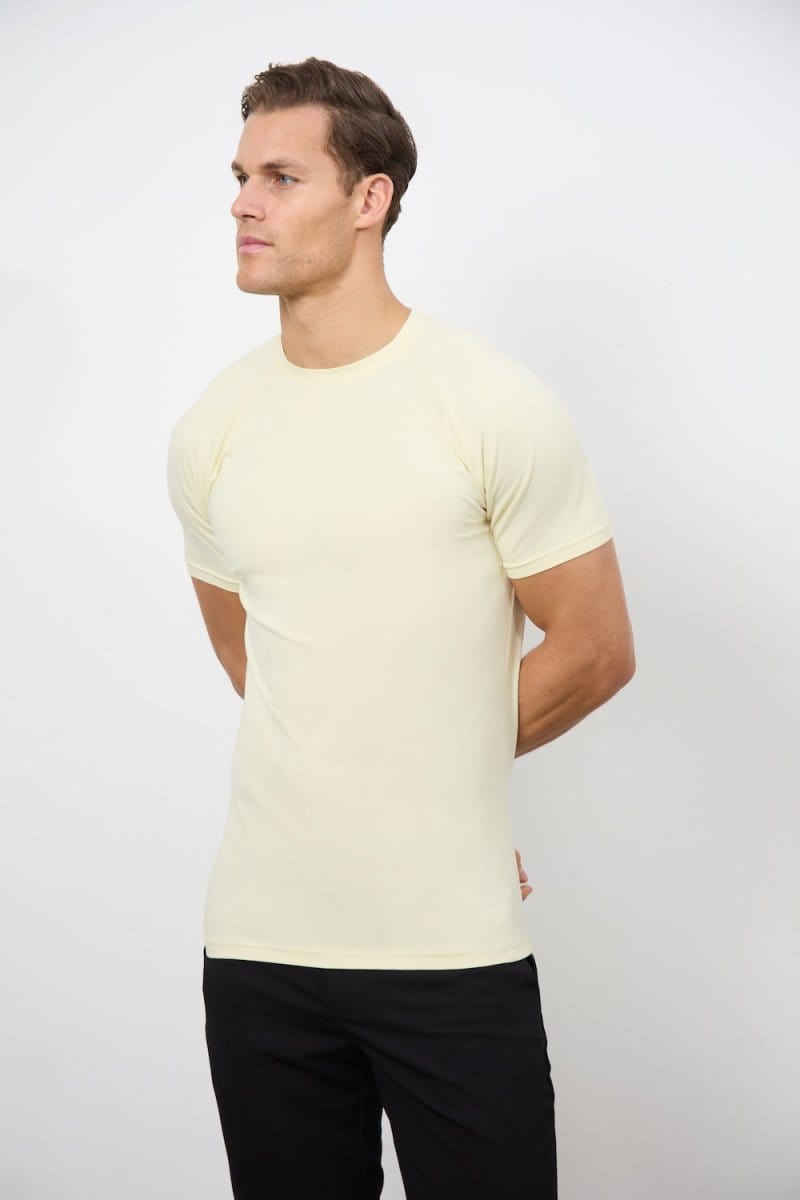 7 Pack Muscle Fit Crew Neck T-Shirt in Black/ Grey/ White/ Sage/ Mint/ Lemon/ Blue - TAILORED ATHLETE - ROW