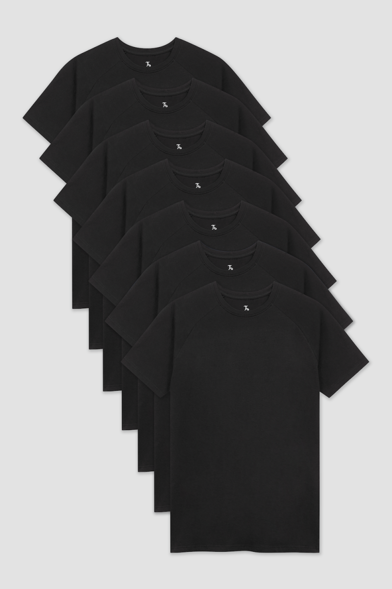 7 Pack Muscle Fit Crew Neck T-Shirt in Black - TAILORED ATHLETE - ROW