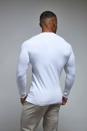Muscle Fit Long Sleeve T-Shirt in White