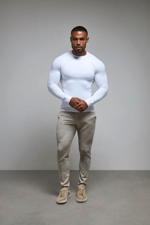 Muscle Fit 3 Pack Long Sleeve T-Shirt in Black, Navy & White