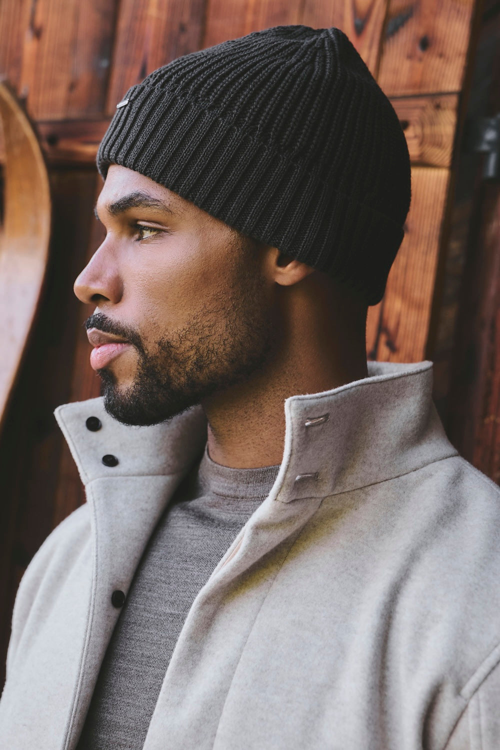 Pure Cotton Knitted Beanie in Chocolate