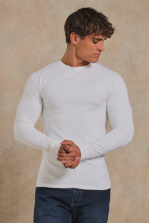 Muscle Fit Signature Long Sleeve T-Shirt in White