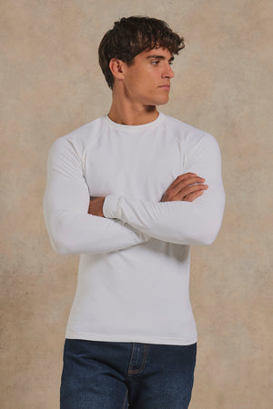 Muscle Fit Signature Long Sleeve T-Shirt in White