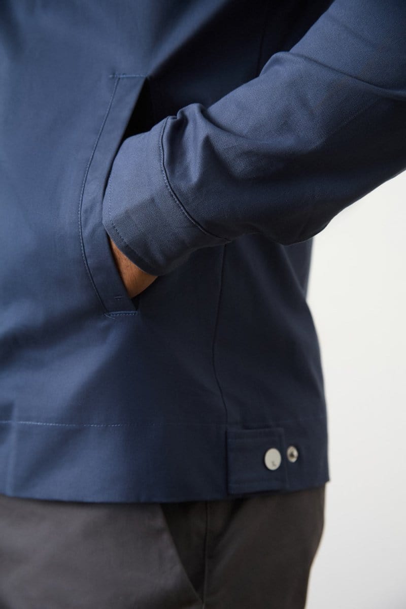 Cotton Blend Harrington in Airforce - TAILORED ATHLETE - ROW