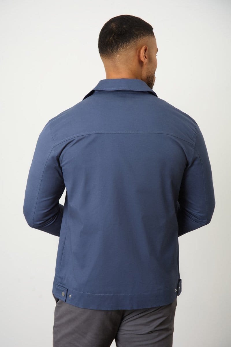 Cotton Blend Harrington in Airforce - TAILORED ATHLETE - ROW