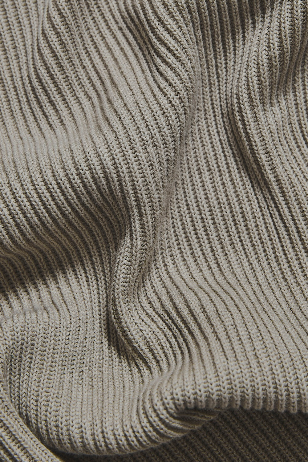 Cotton Textured Knitted Half Zip Polo Shirt in Stone