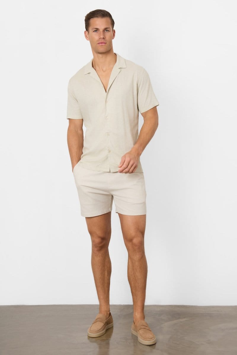 Linen Blend Shorts in Stone - TAILORED ATHLETE - ROW