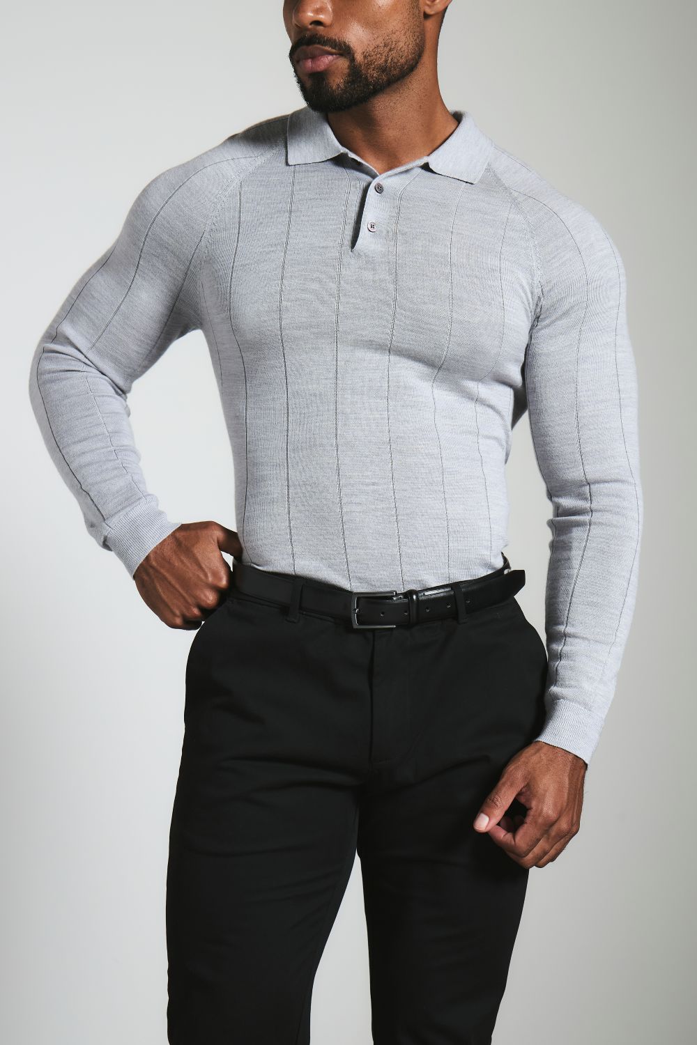 Muscle Fit Cotton Stretch Chino Trouser in Black
