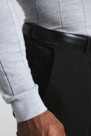 Muscle Fit Cotton Stretch Chino Trouser in Black