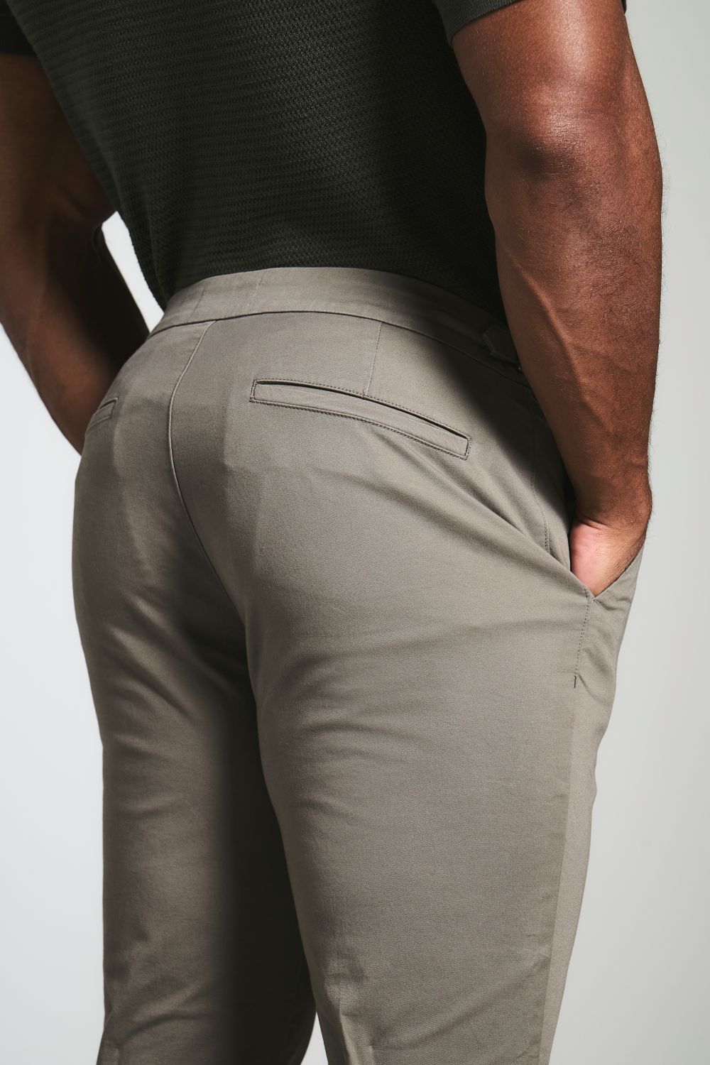 Smart Chino Side Adjuster Trousers in Dark Taupe