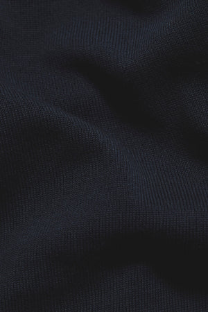 Pure Cotton Knitted Open Collar Polo Shirt in Navy