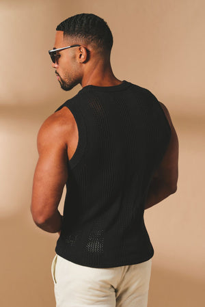Crochet Knitted Vest in Black