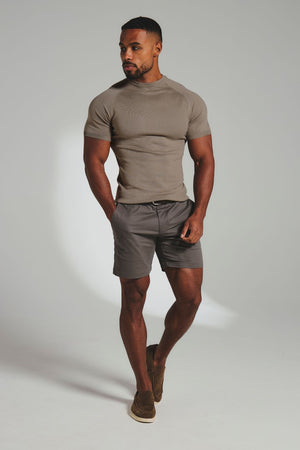 Fine Gauge Knitted T-Shirt in Khaki