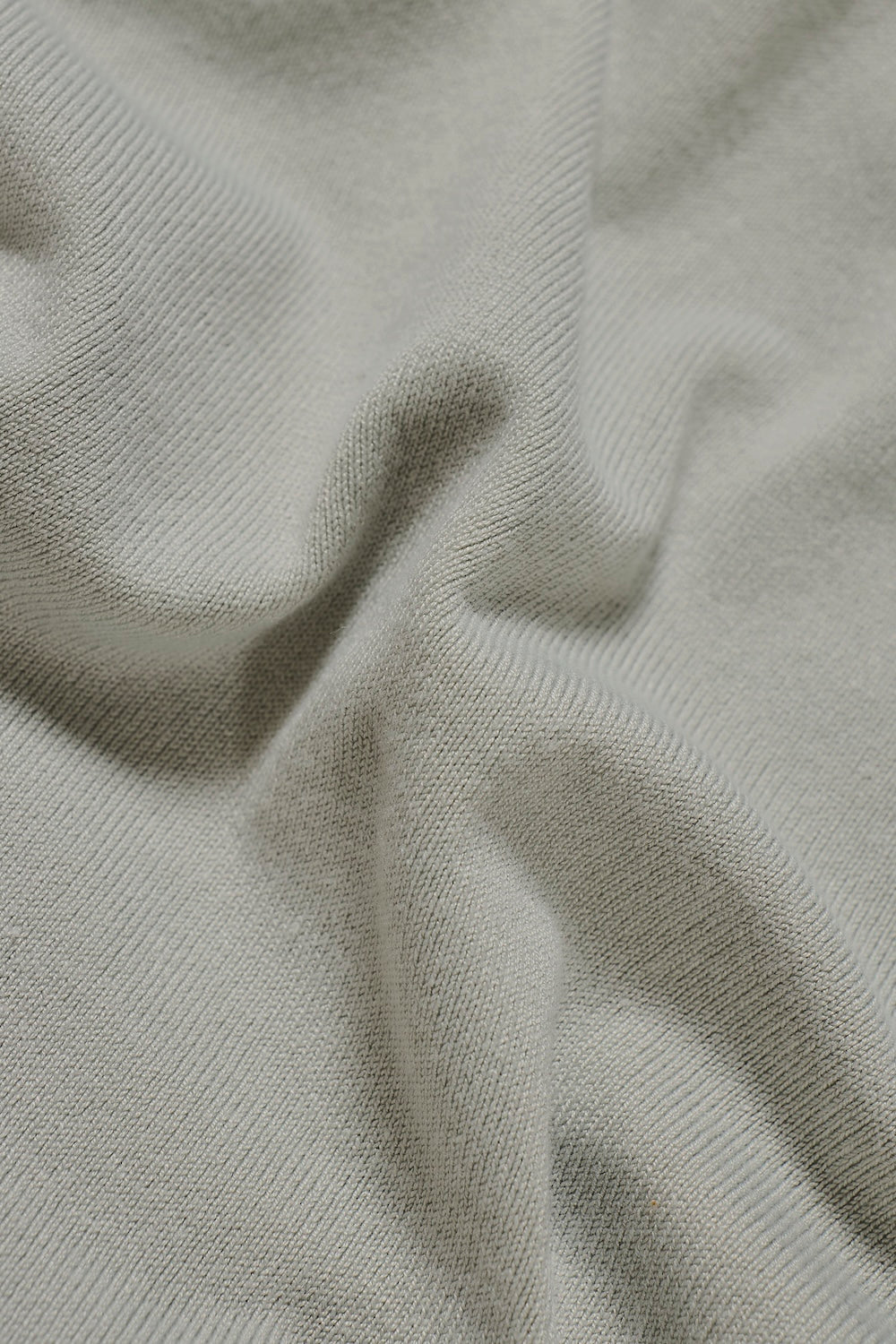 Open Collar Knitted Polo Shirt in Pale Duck Egg