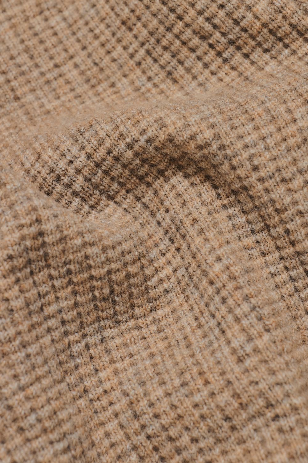 Fisherman Ribbed Open Collar Polo Shirt in Neutral Marl
