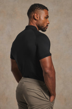 Muscle Fit Signature Polo Shirt in Black