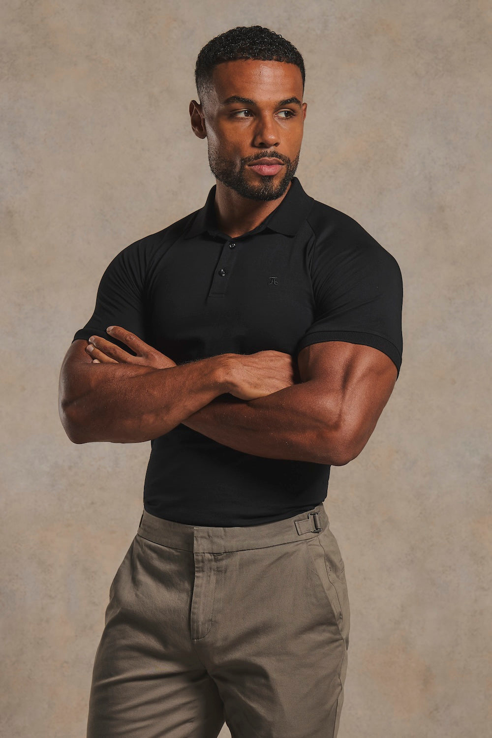 Muscle Fit Signature Polo Shirt in Black
