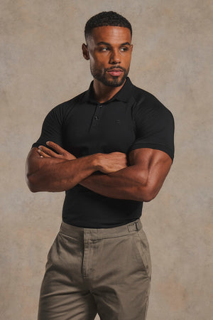 Muscle Fit Signature Polo Shirt in Black