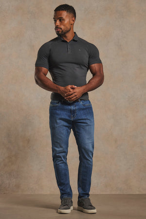 Muscle Fit Signature Polo Shirt in Charcoal