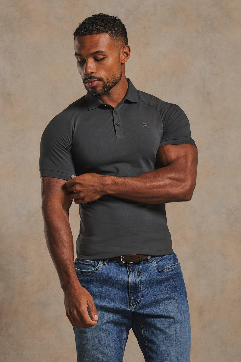 Muscle Fit Signature Polo Shirt in Charcoal