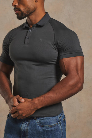 Muscle Fit Signature Polo Shirt in Charcoal