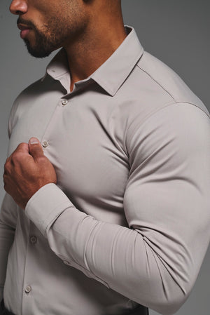 Muscle Fit Dress Shirt in Stone