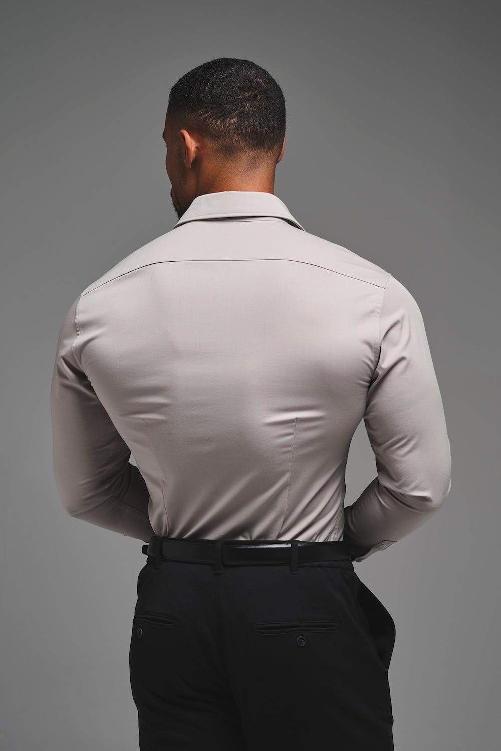 Muscle Fit Dress Shirt in Stone