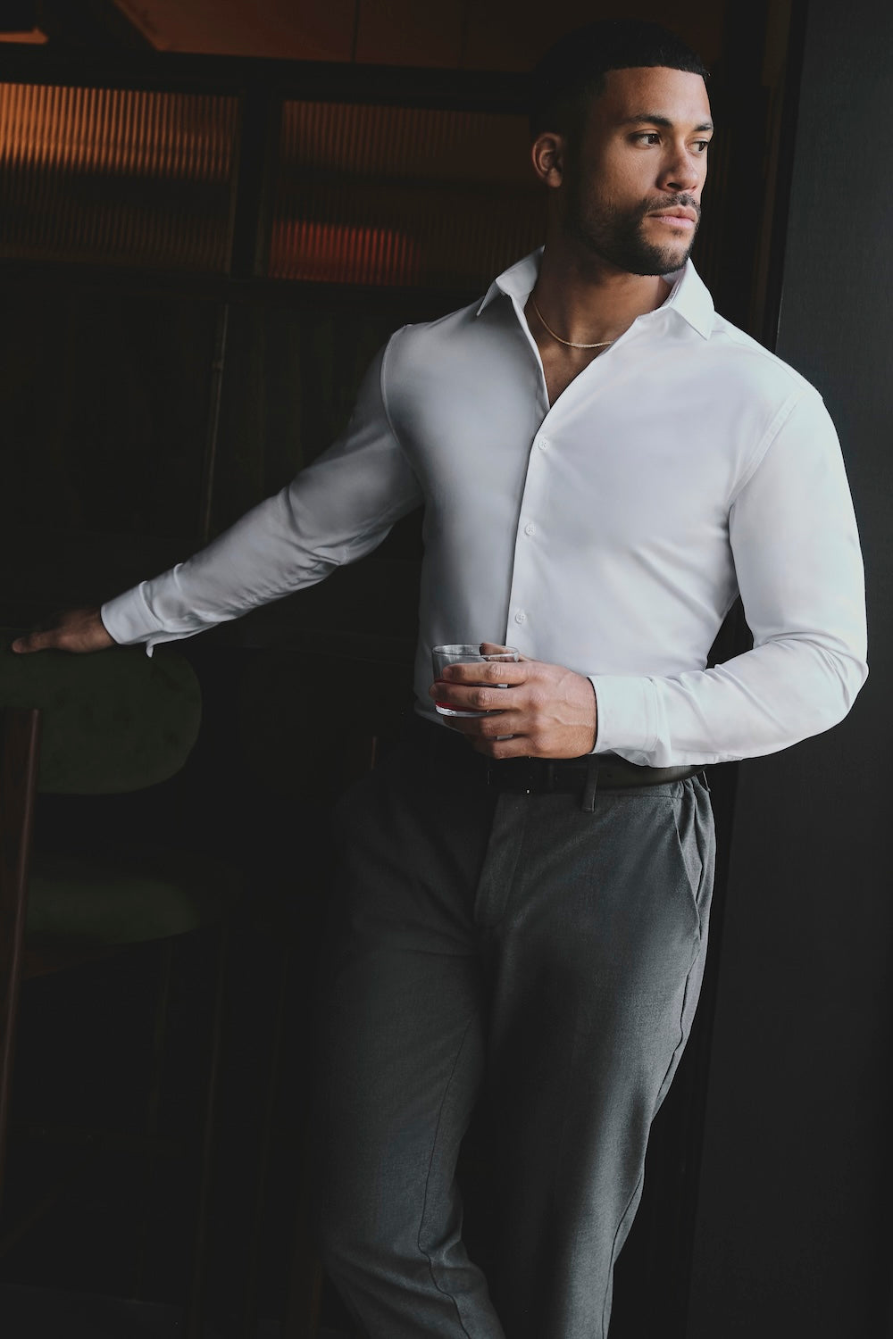 Muscle Fit Dress Shirt in White