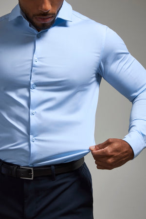Muscle Fit Dress Shirt in Light Blue