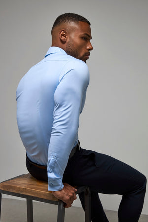 Muscle Fit Dress Shirt in Light Blue