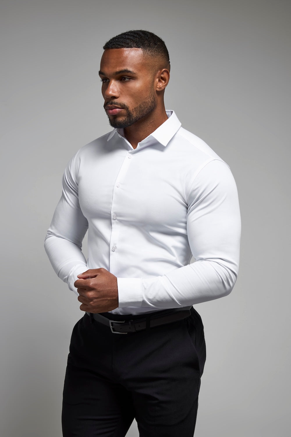 Muscle Fit Dress Shirt in White