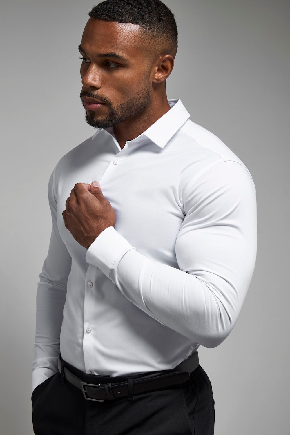 Muscle Fit Dress Shirt in White