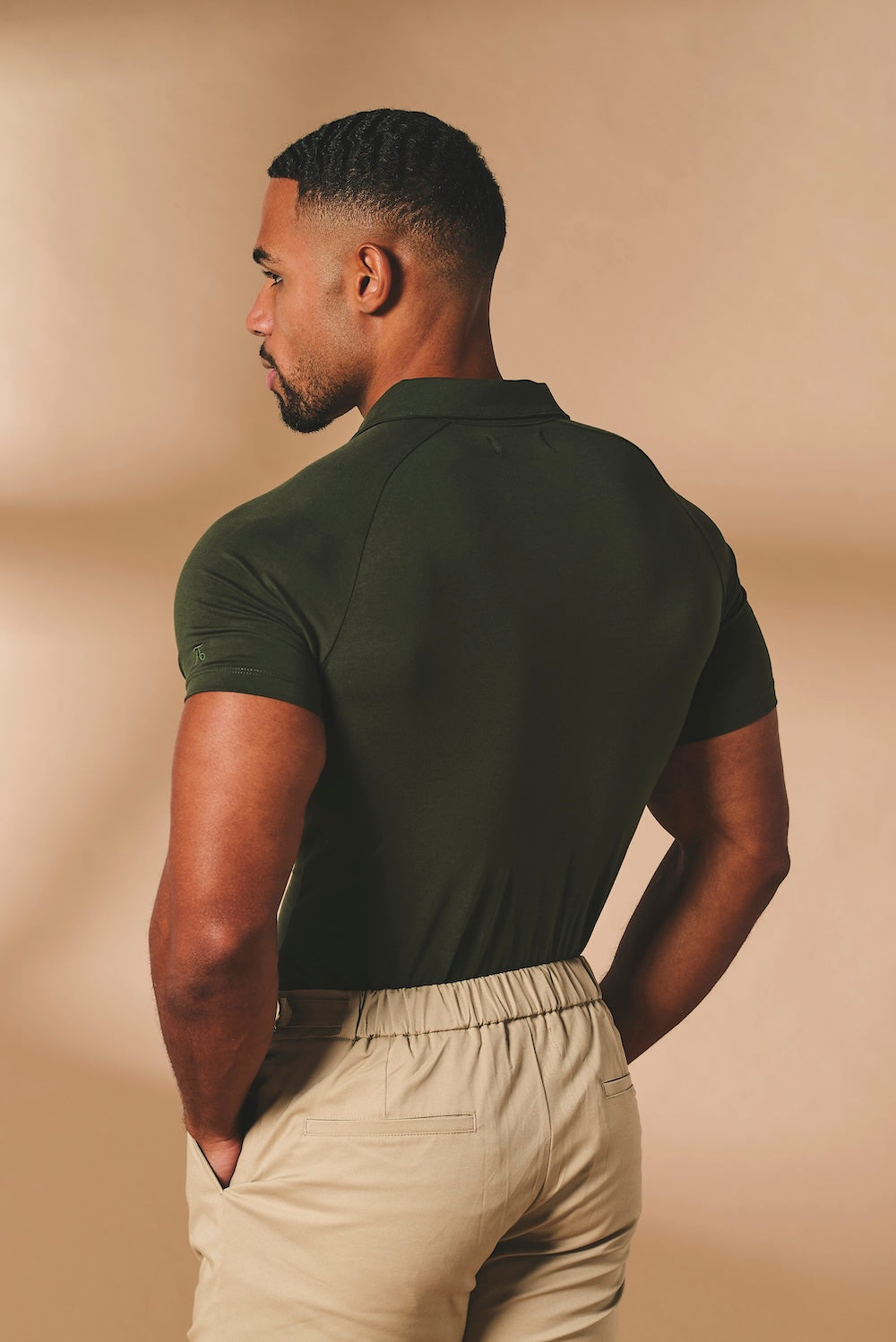 Essential Jersey Buttonless Polo Shirt in Forest Green