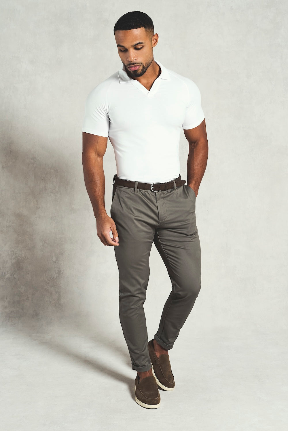 Essential Jersey Buttonless Polo Shirt in White