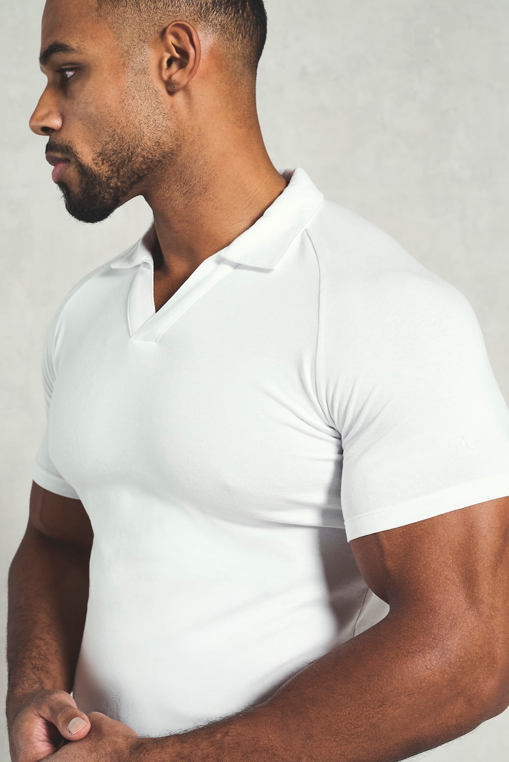 Essential Jersey Buttonless Polo Shirt in White