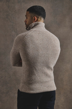 Fisherman Rib Half Zip in Neutral