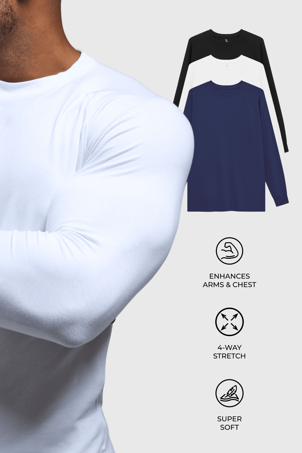 Muscle Fit Long Sleeve Favourites 3-Pack