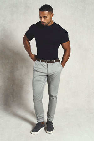 Fine Gauge Knitted T-Shirt in Inky Blue