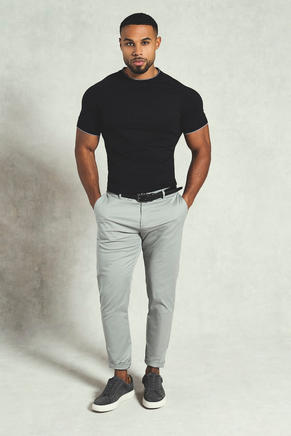 Fine Tipped T-Shirt in Black and Graphite