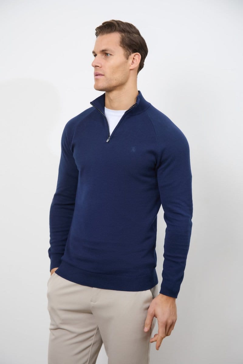 Half Zip Neck in Navy - TAILORED ATHLETE - ROW