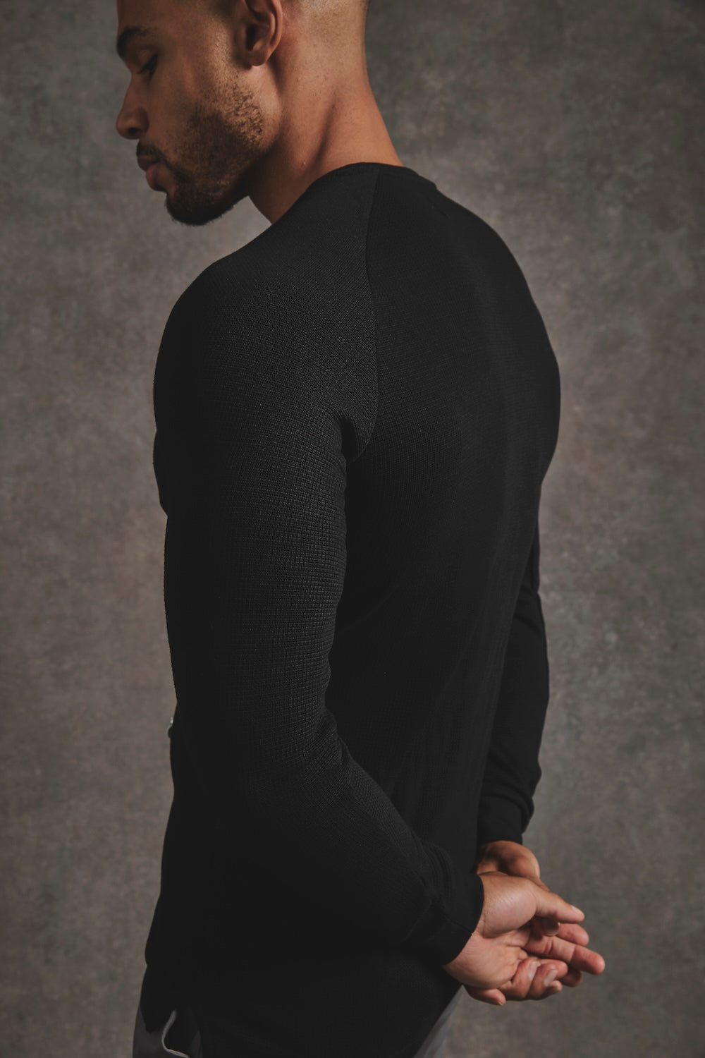 Heavy Weight Textured Crew Neck in Black