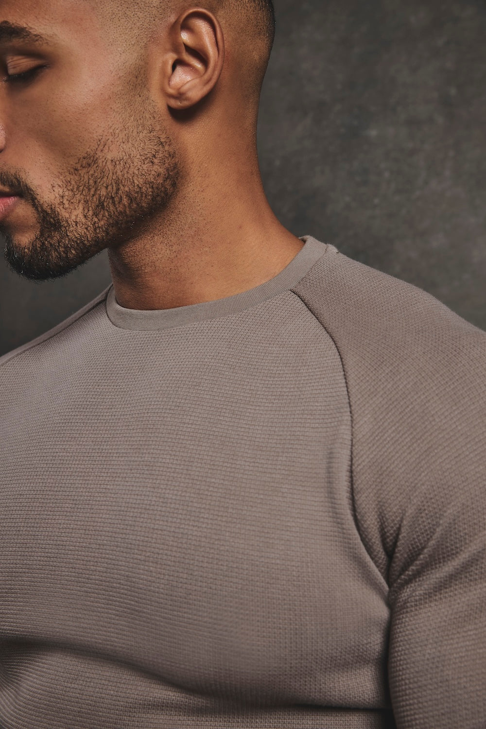Heavy Weight Textured Crew Neck in Soft Khaki