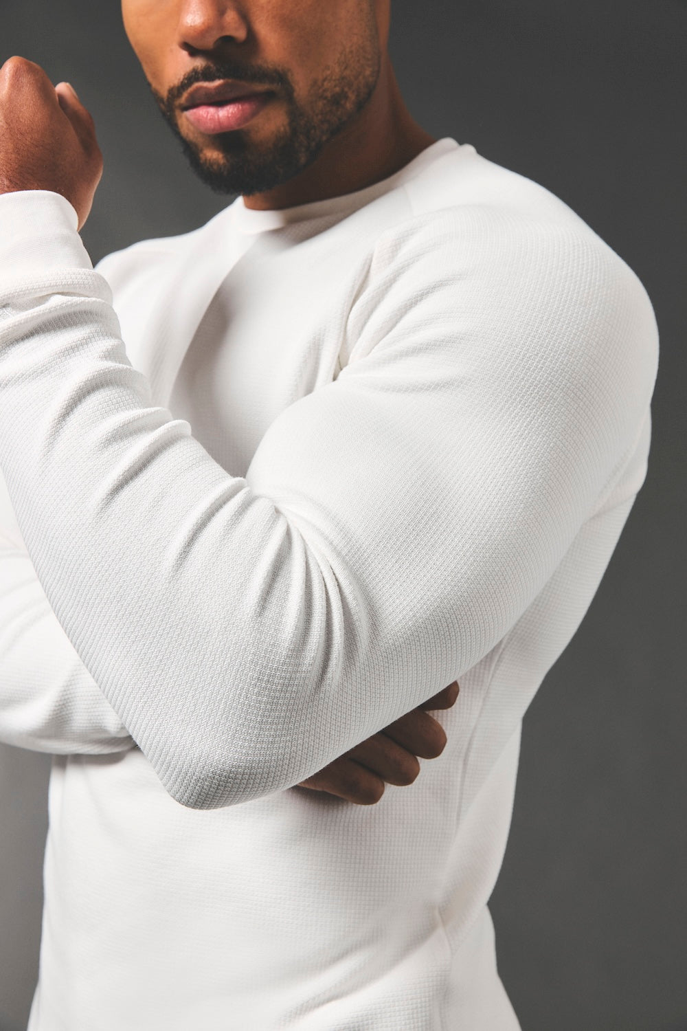 Heavy Weight Textured Crew Neck in White